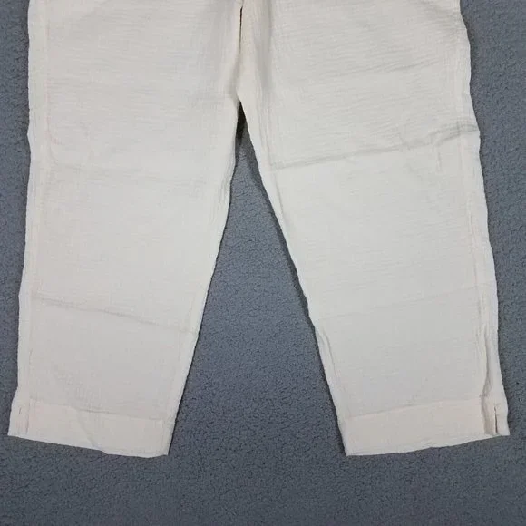 NEW Soft Surroundings Women's 1X Pants Crop Gauze Beach Pull On Casual Ivory - Picture 7 of 16